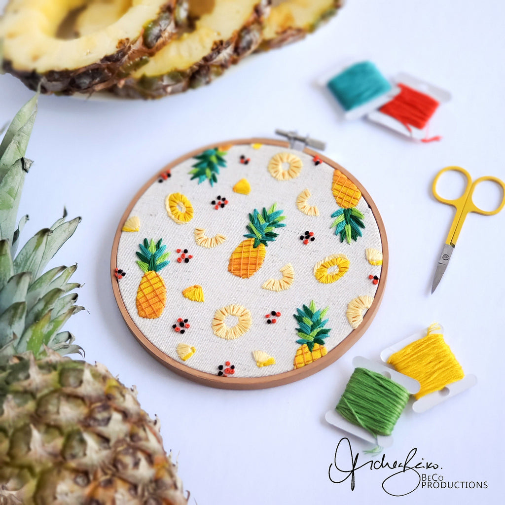 Pineapple Life Cycle Print - PDF DIgital Download Embroidery Pattern & Guide