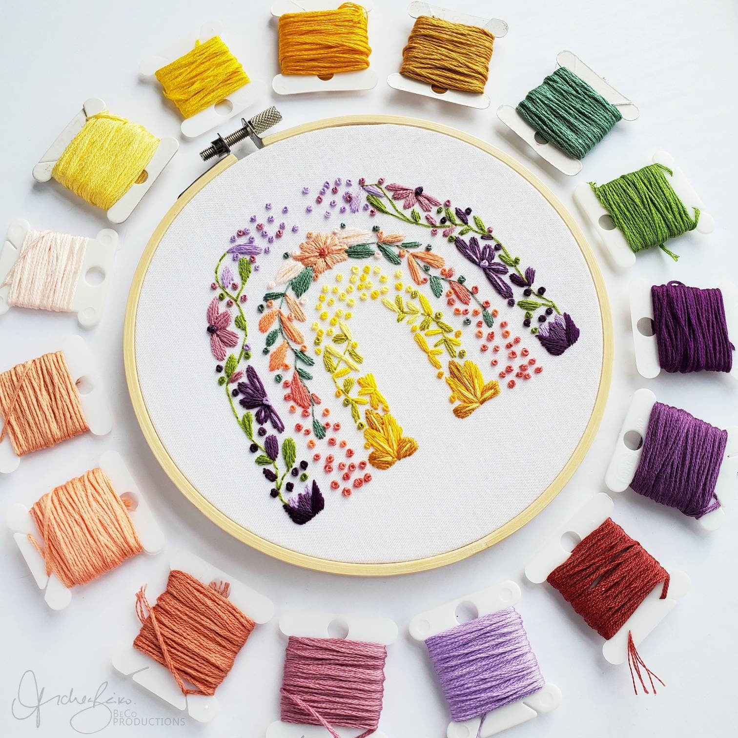 Original Floral Rainbow - PDF Digital Download Embroidery Pattern & Guide