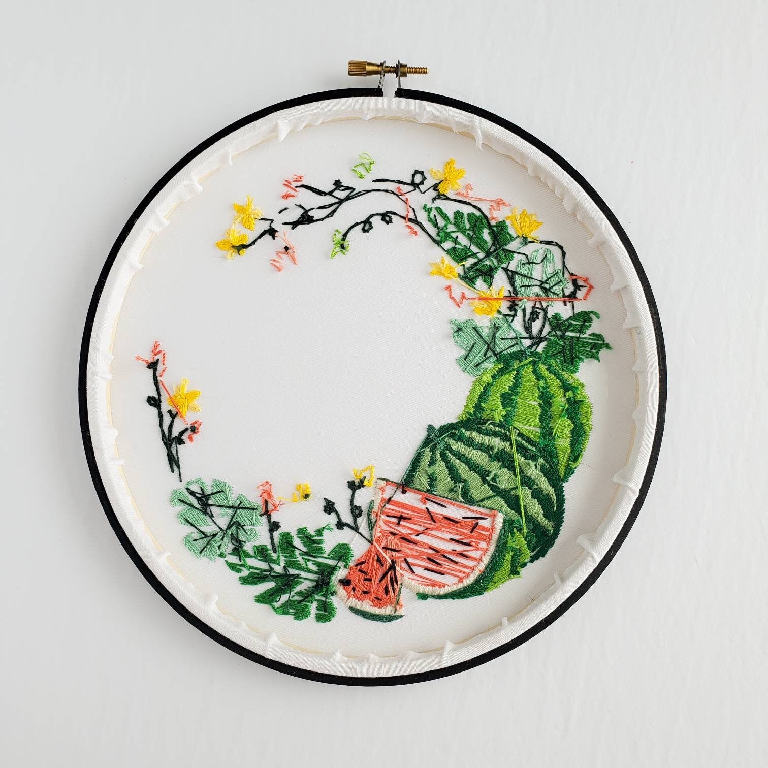 Watermelon Wreath - PDF Digital Download Embroidery Pattern & Guide