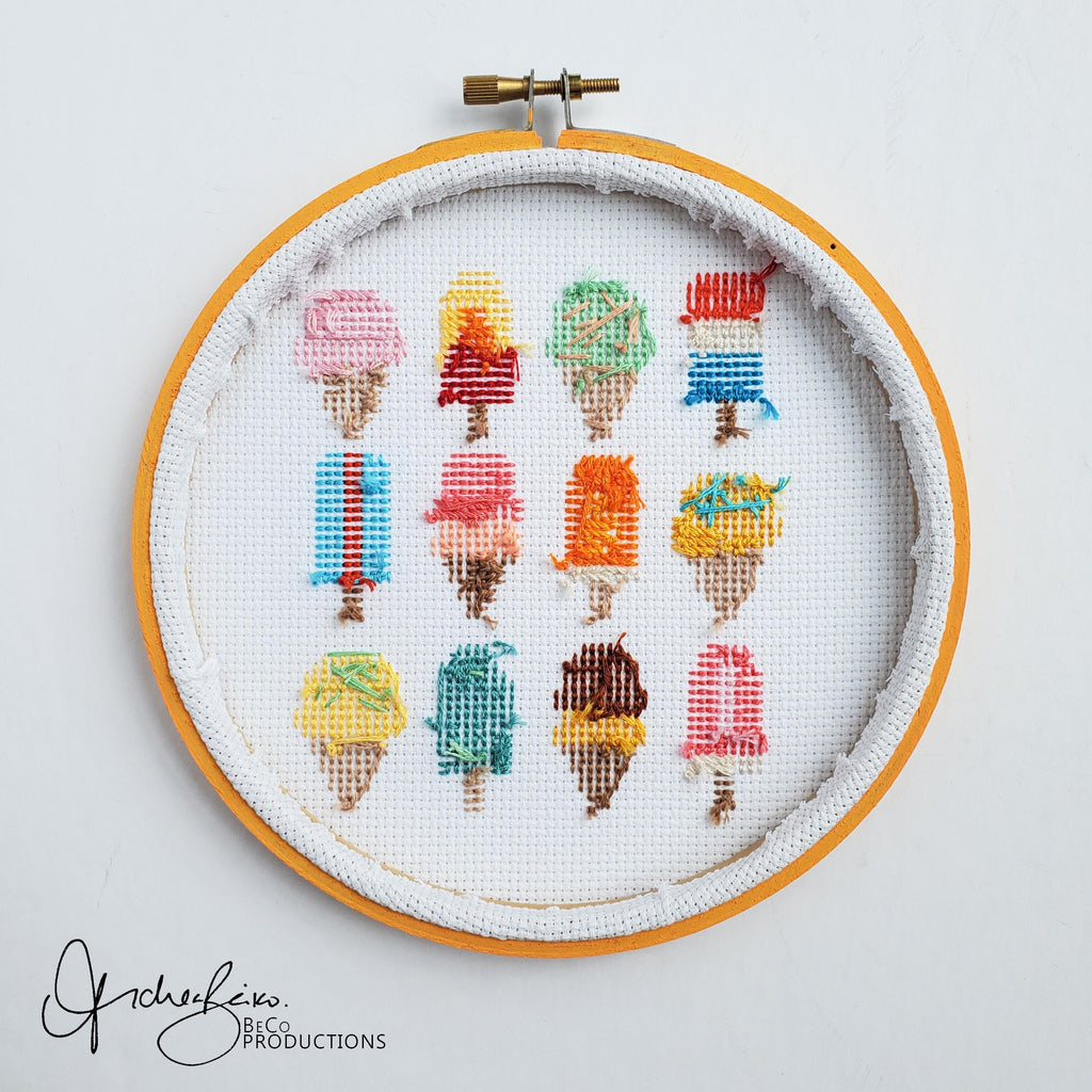 Ice Cream and Ice Pop Grid - PDF Digital Download Cross Stitch Pattern & Guide
