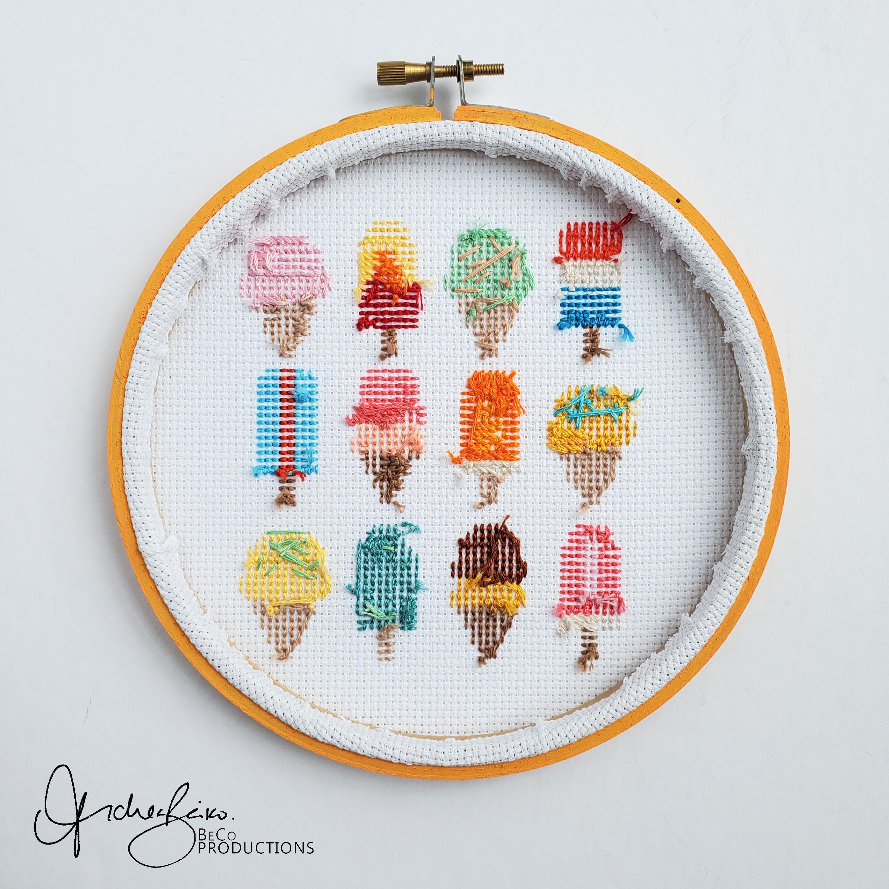 Ice Cream and Ice Pop Grid - PDF Digital Download Cross Stitch Pattern & Guide