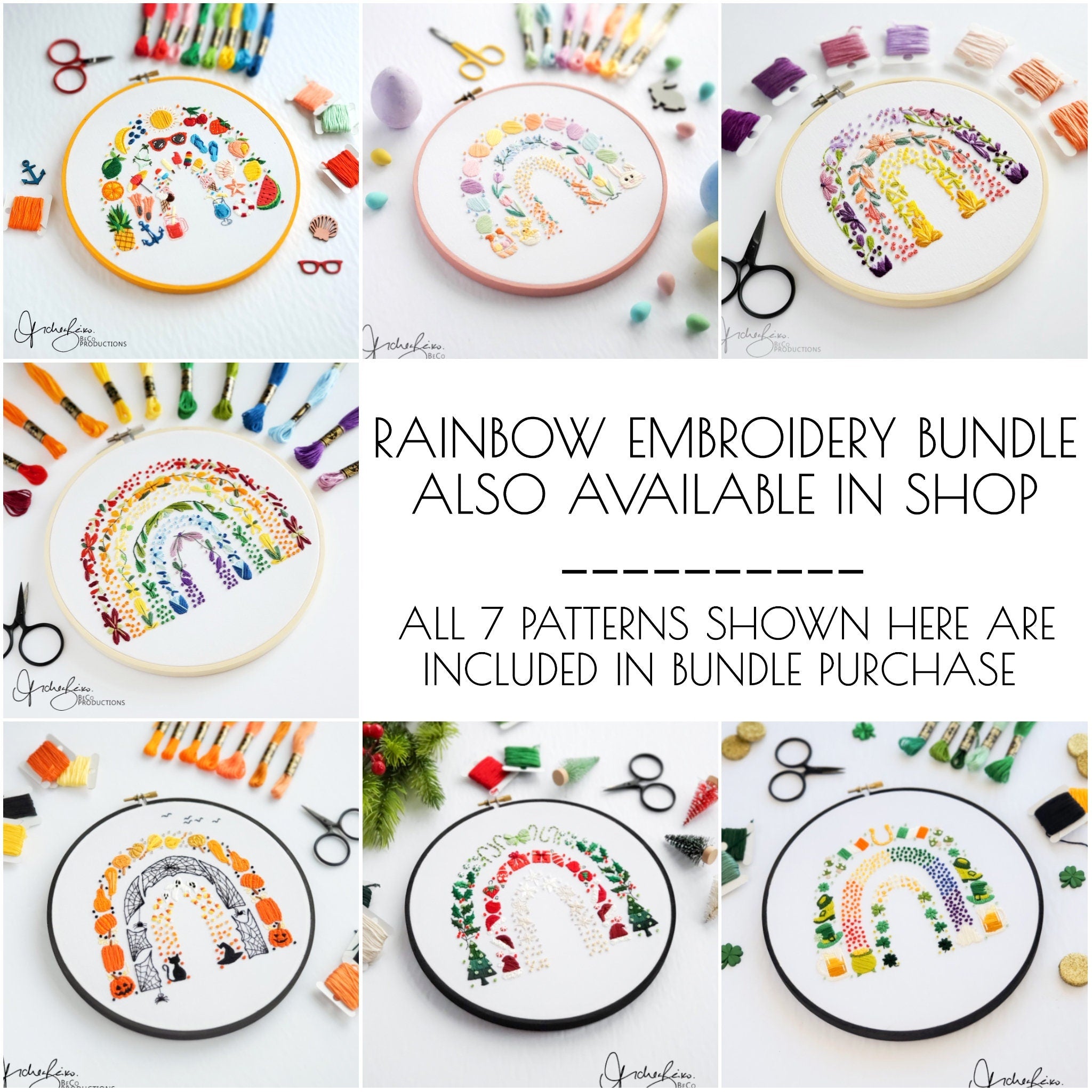 Original Floral Rainbow - PDF Digital Download Embroidery Pattern & Guide