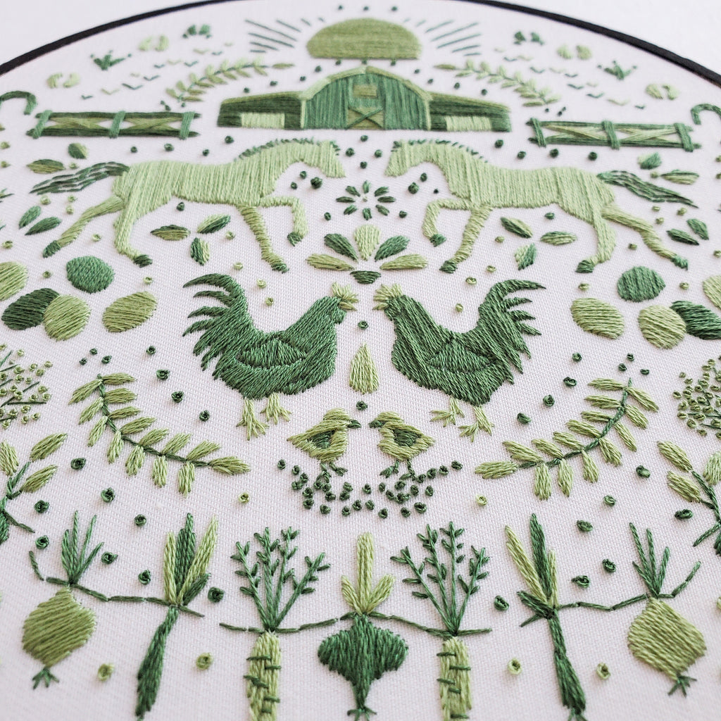 AUGUST Monthly Monochromatic Folk Art Inspired Series - PDF Digital Download Embroidery Pattern & Guide