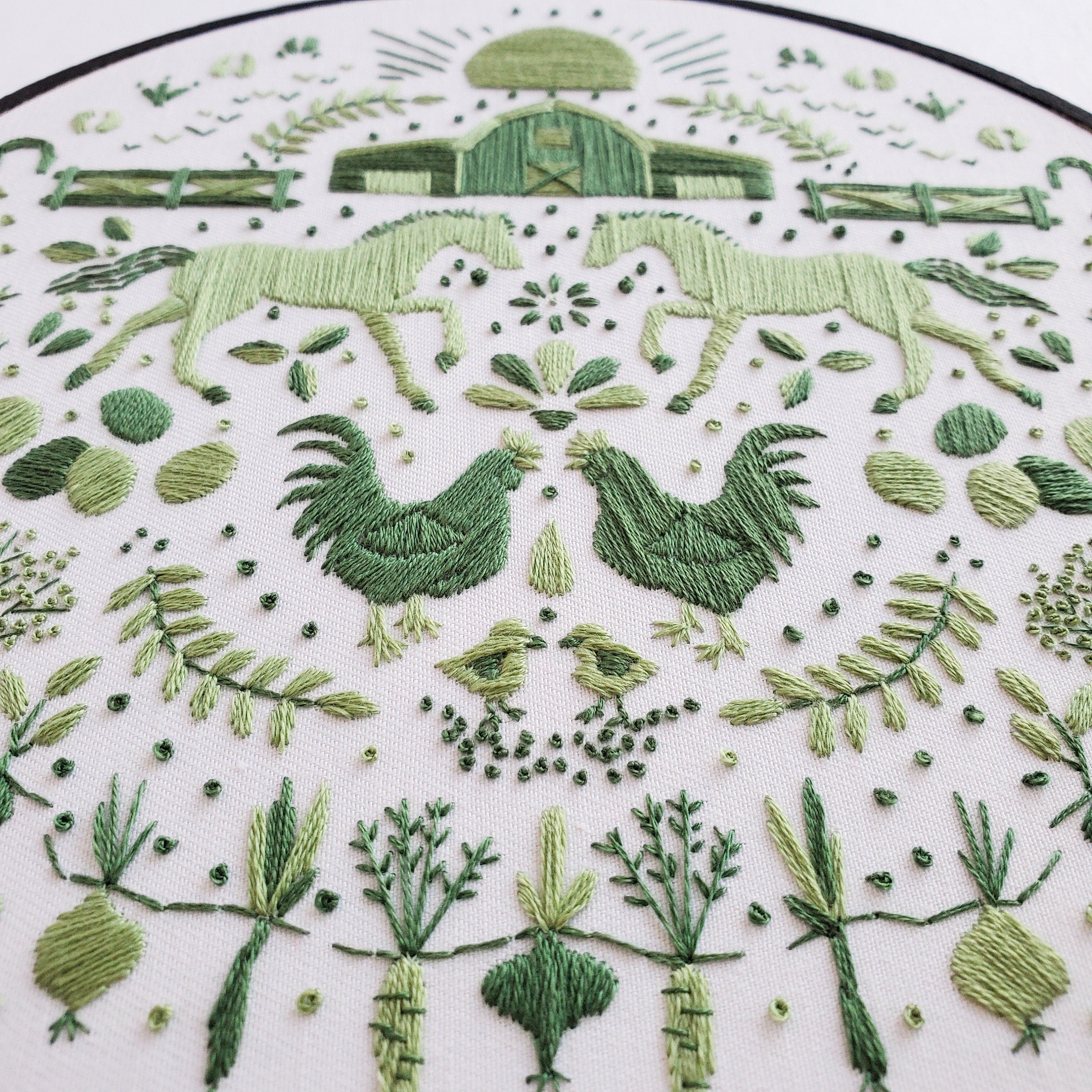 AUGUST Monthly Monochromatic Folk Art Inspired Series - PDF Digital Download Embroidery Pattern & Guide