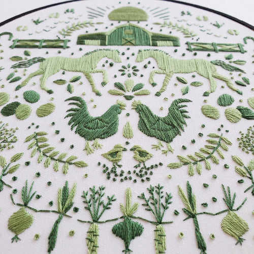 AUGUST Monthly Monochromatic Folk Art Inspired Series - PDF Digital Download Embroidery Pattern & Guide