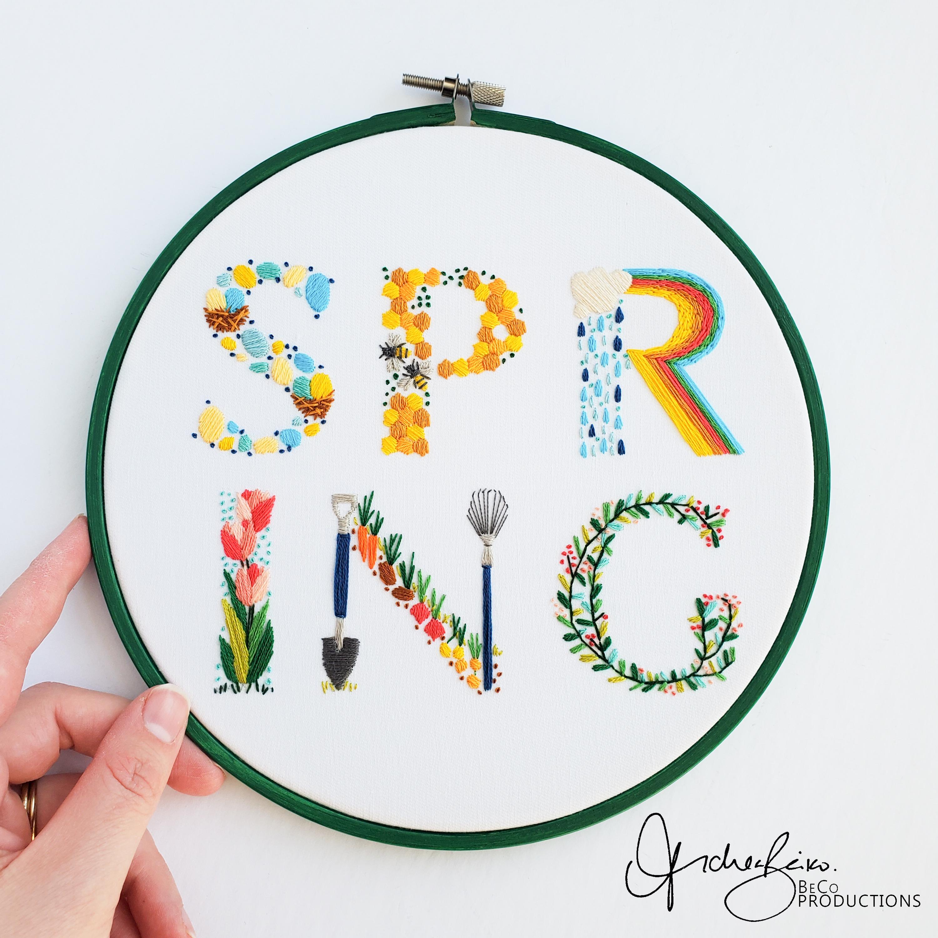 Spring Text - PDF Digital Download Embroidery Pattern & Guide