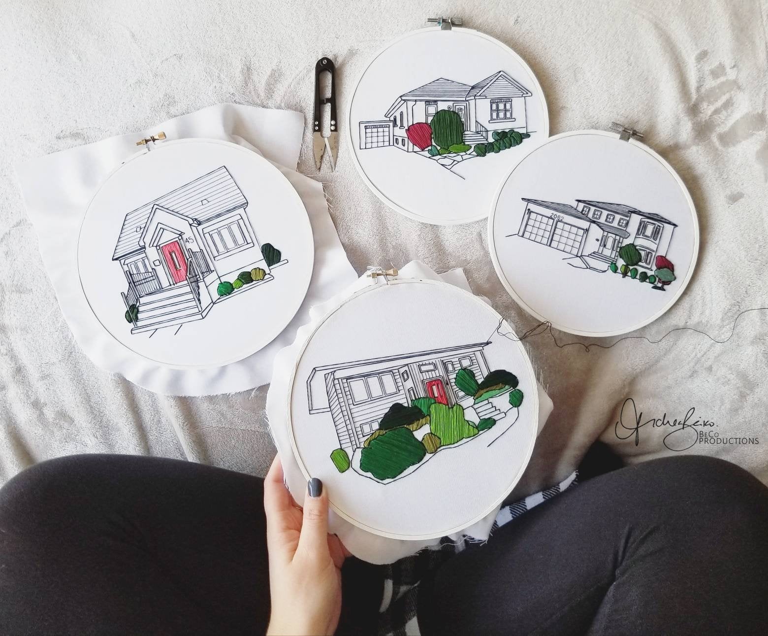 Custom Embroidered House Portrait