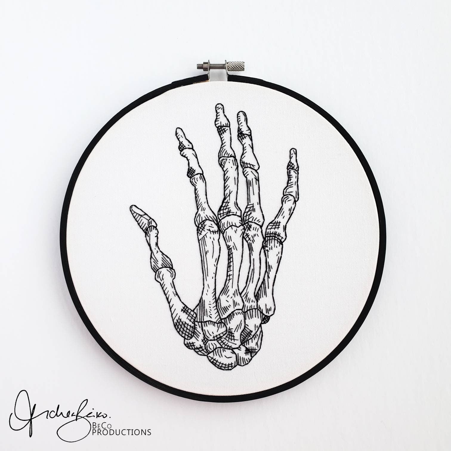 Skeletal Hand Anatomy - PDF Digital Download Embroidery Pattern & Guide