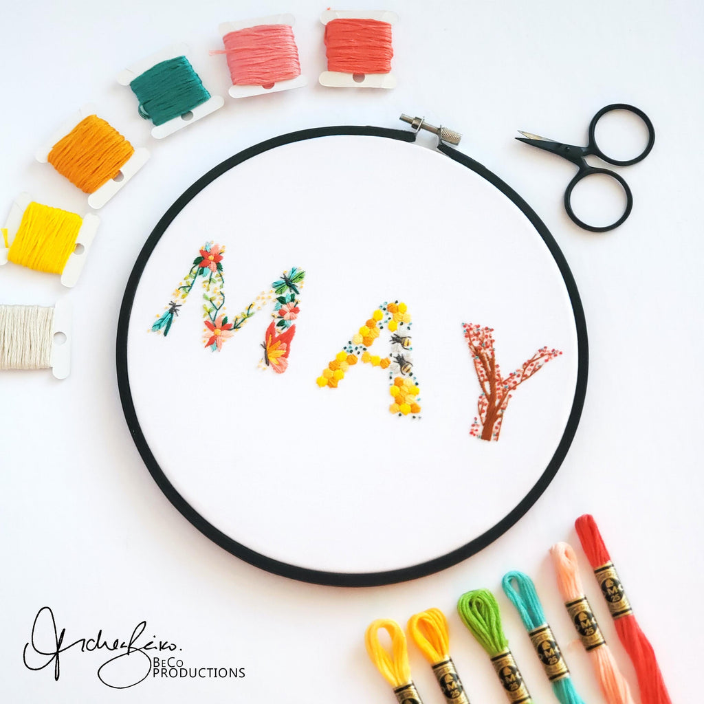Monthly Text Bundle - PDF Digital Download Embroidery Series Pattern & Guide