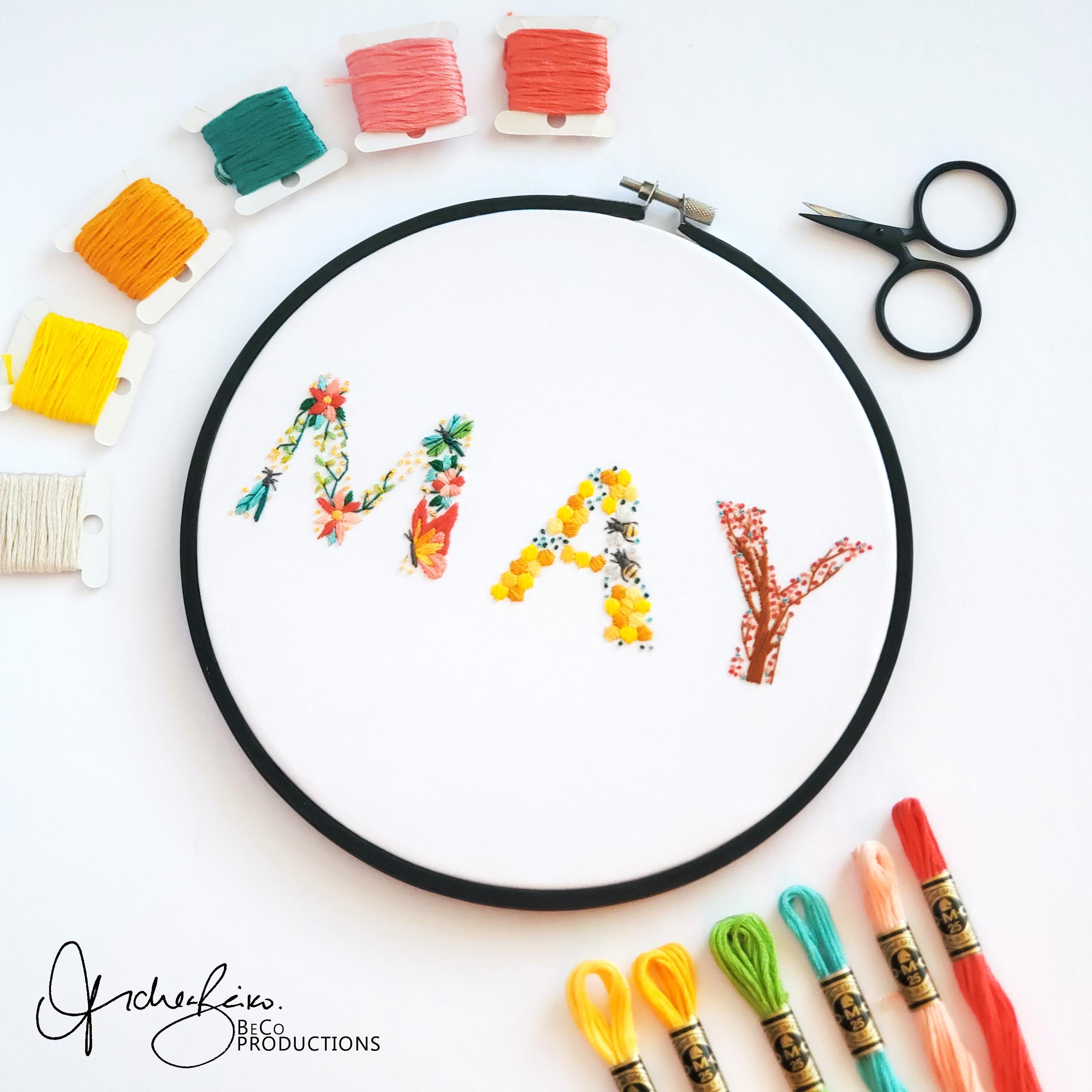 Monthly Text Bundle - PDF Digital Download Embroidery Series Pattern & Guide