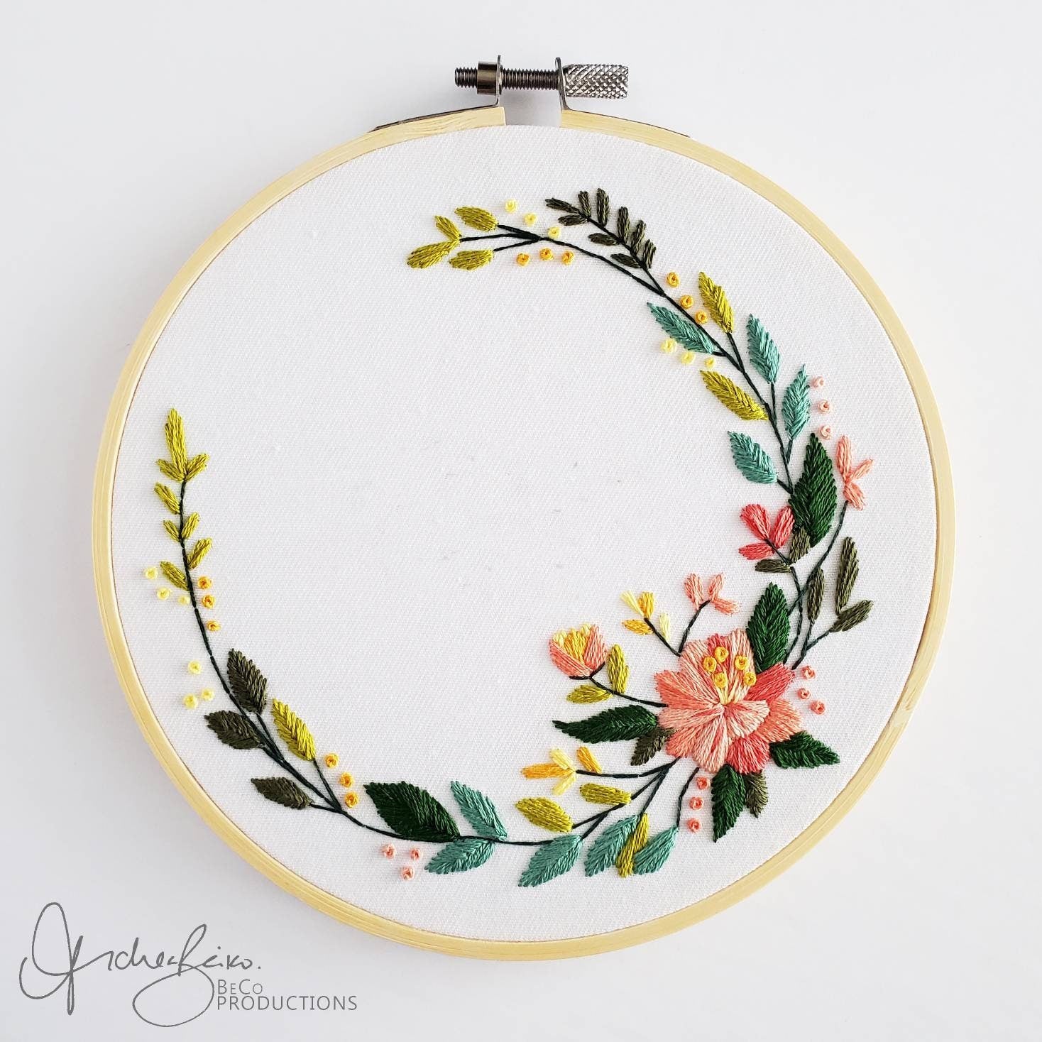 Floral Wreath #01 - PDF Digital Download Embroidery Pattern & Guide