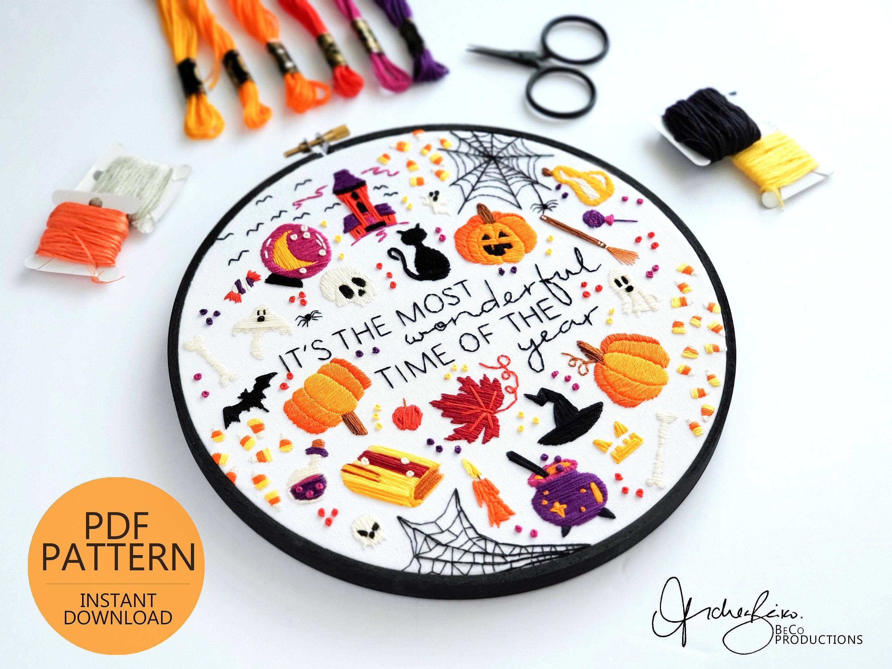 It's The Most Wonderful Time Of The Year - Halloween Edition - PDF Digital Download Embroidery Pattern & Guide