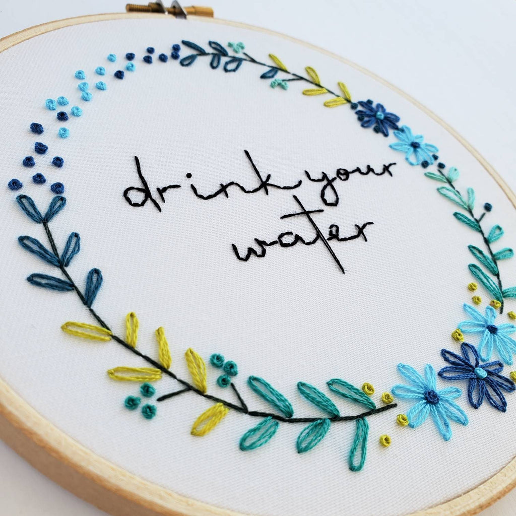 Take Your Meds, Drink Your Water - PDF Digital Download Embroidery Pattern & Guide