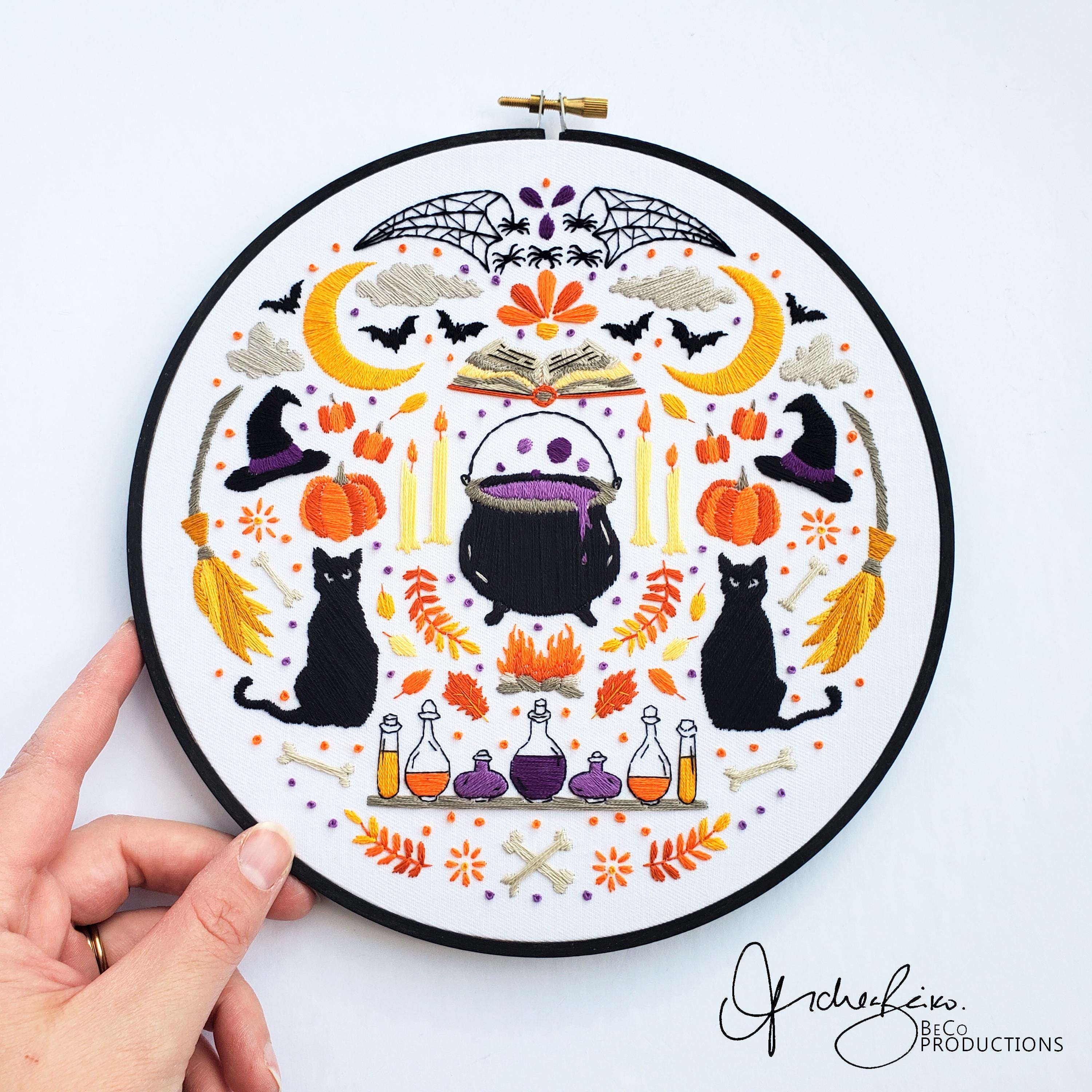 Witch Folk Art Inspired Series - PDF Digital Download Embroidery Pattern & Guide