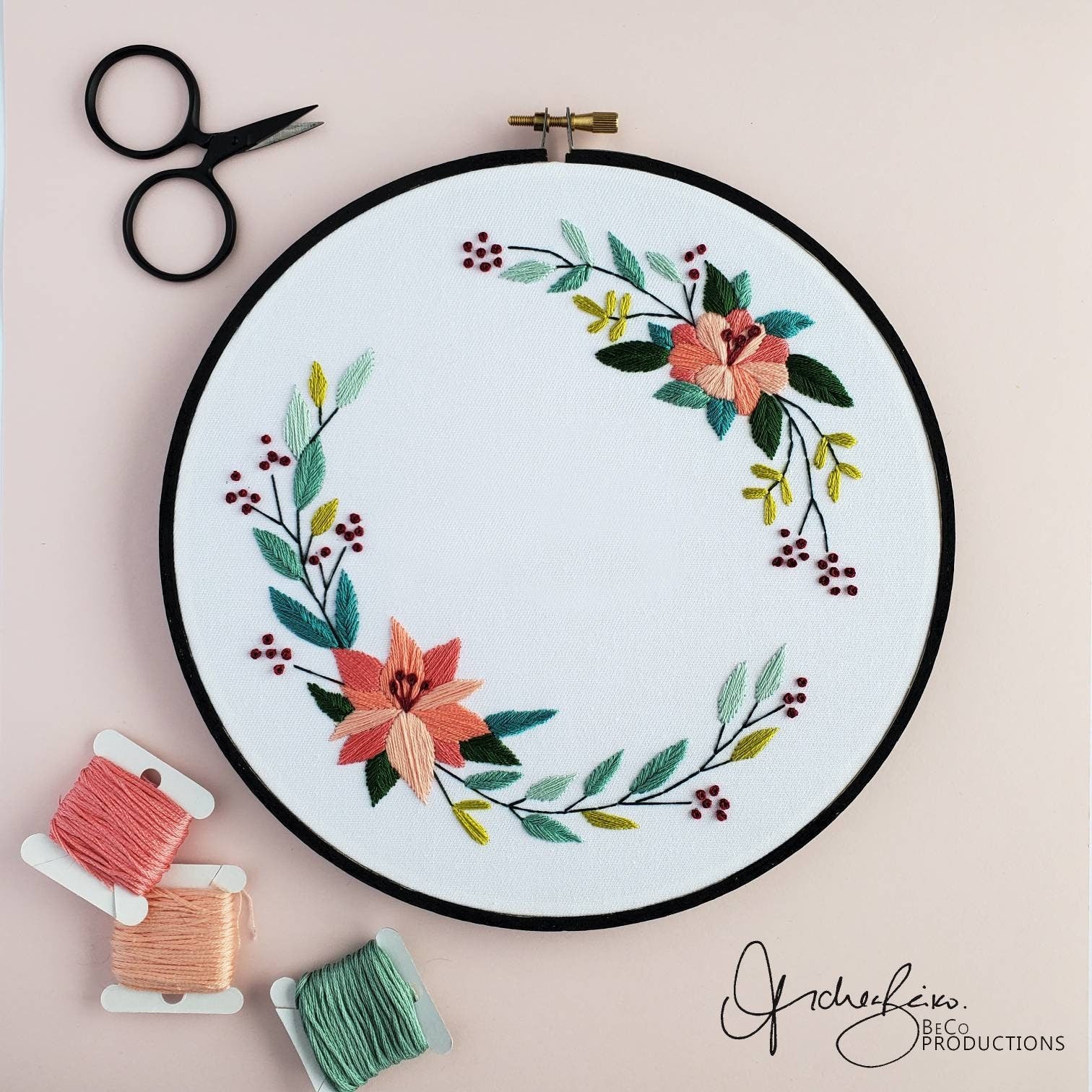 Floral Wreath #03 - PDF Digital Download Embroidery Pattern & Guide