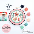 JULY Monthly Series Stained Glass Seashells- PDF Digital Download Embroidery Pattern & Guide