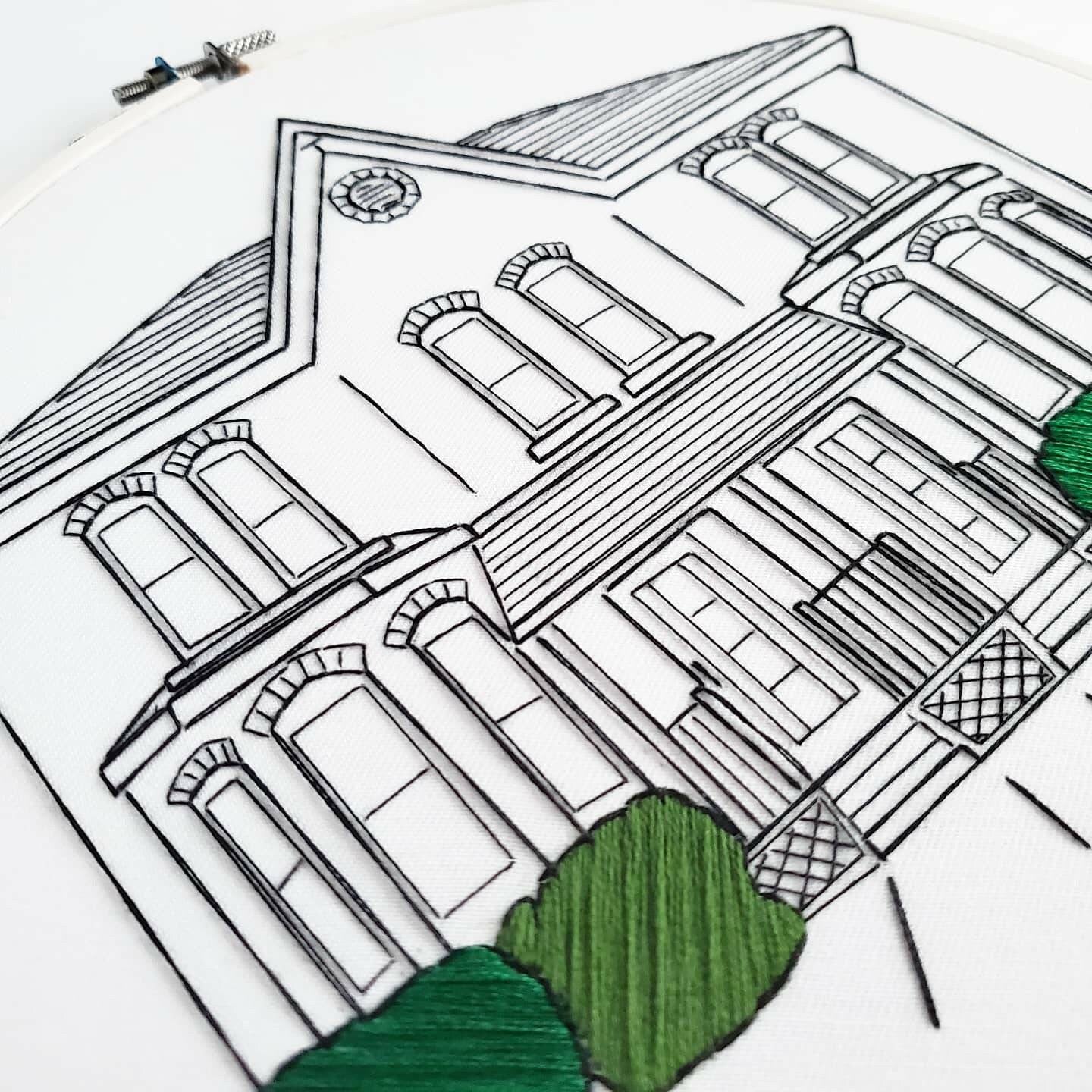 Custom Embroidered House Portrait