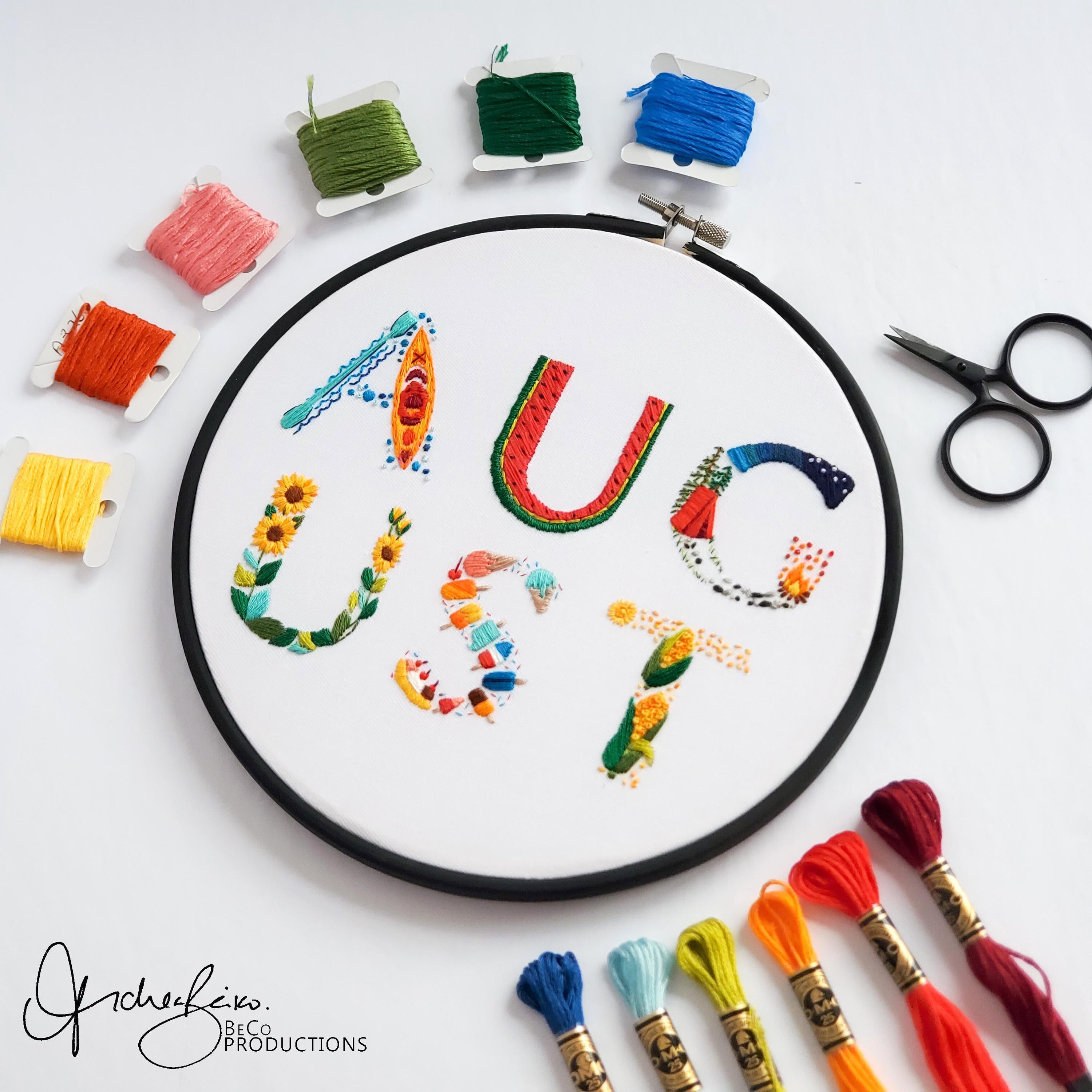 Monthly Text Bundle - PDF Digital Download Embroidery Series Pattern & Guide