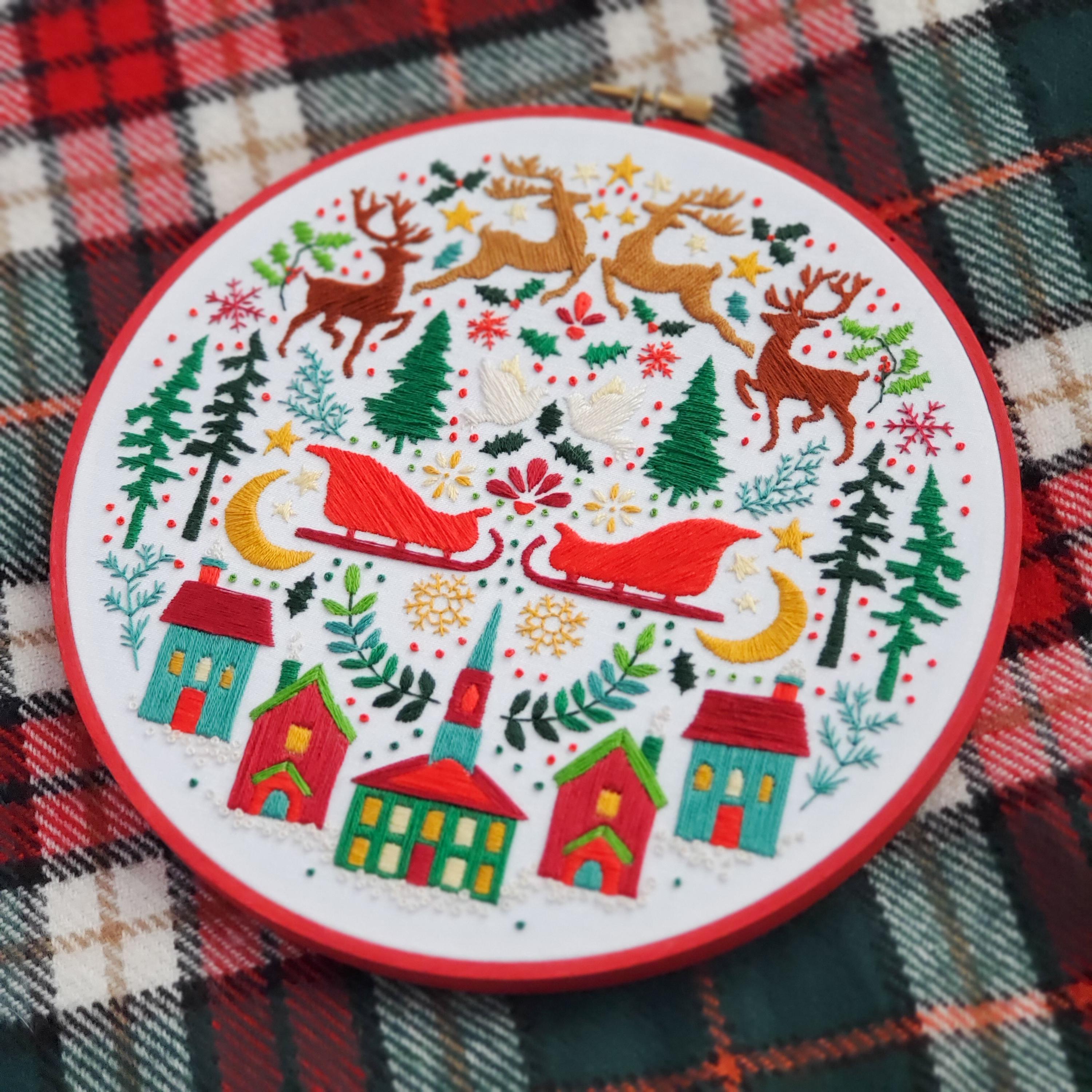 Christmas Folk Art Inspired Series - PDF Digital Download Embroidery Pattern & Guide