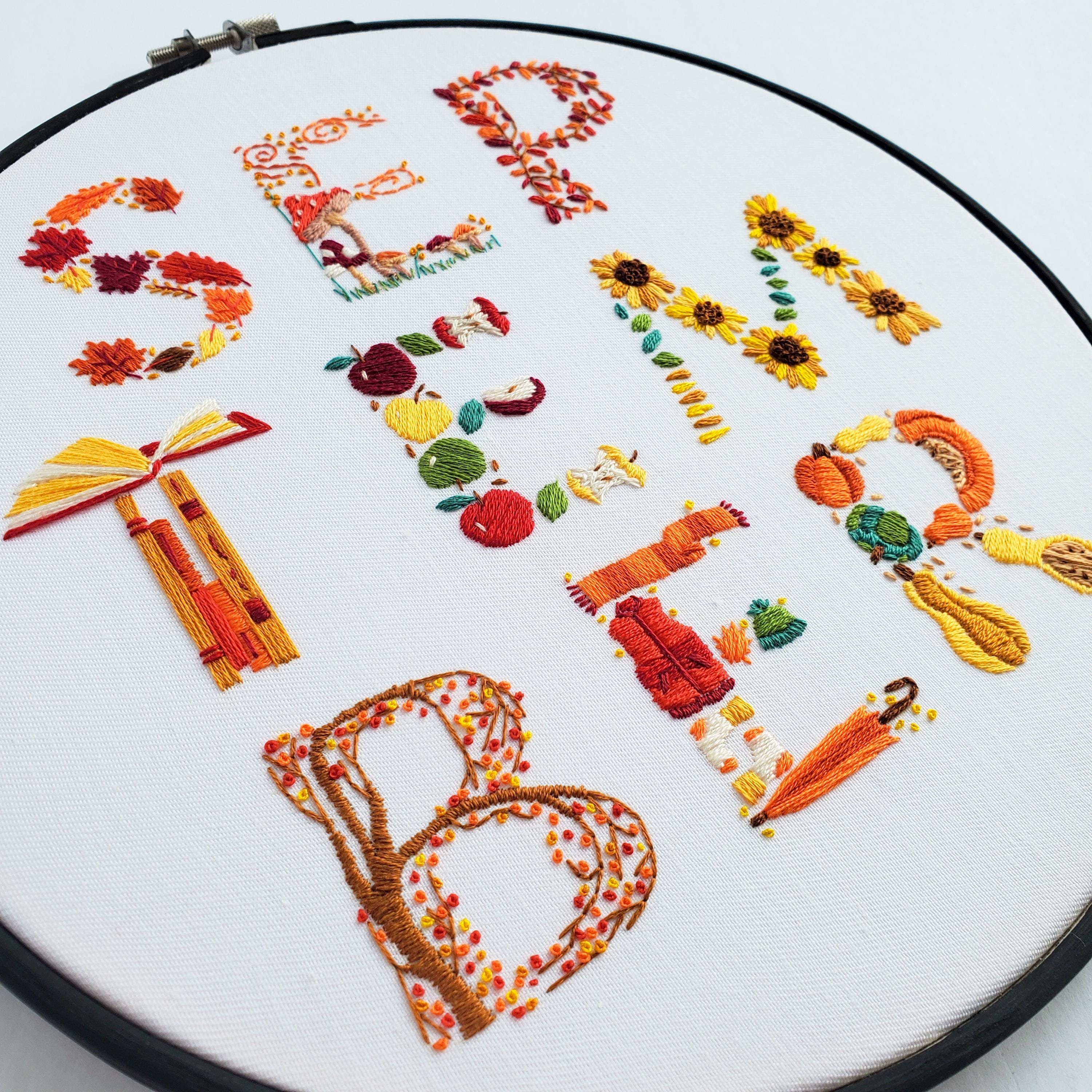 SEPTEMBER Monthly Text Series - PDF Digital Download Embroidery Series Pattern & Guide