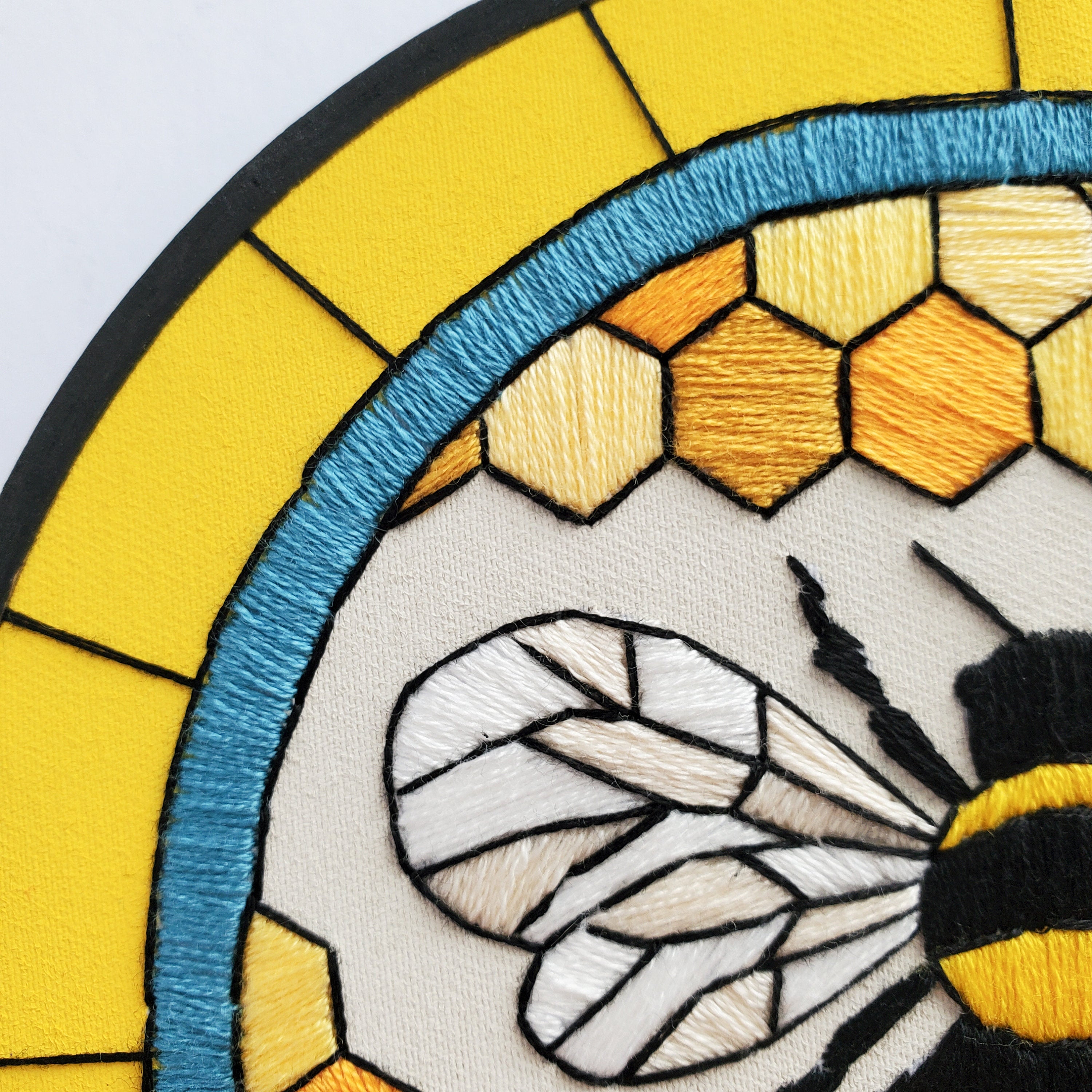 MAY Monthly Series Stained Glass Honey Bee- PDF Digital Download Embroidery Pattern & Guide