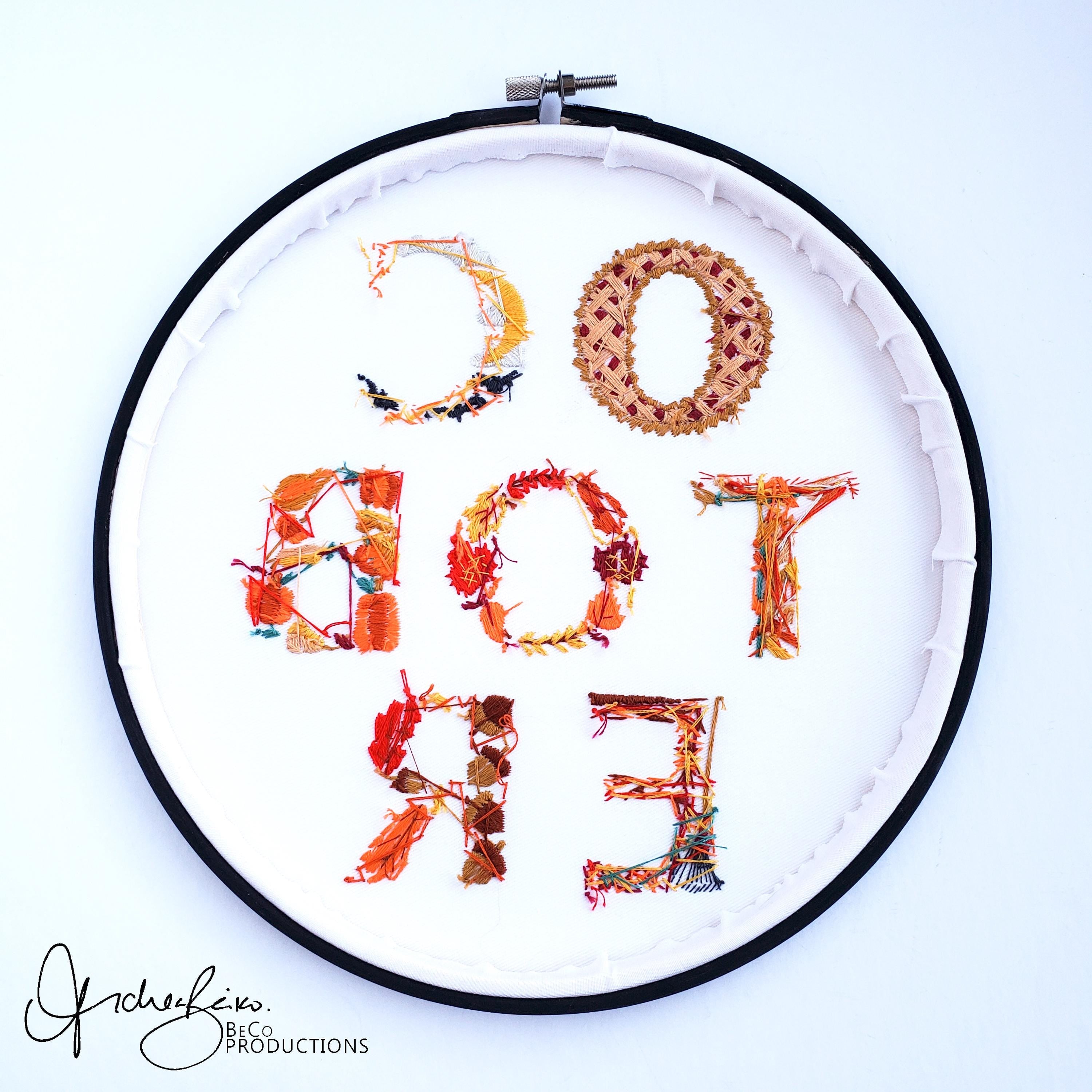 OCTOBER Monthly Text Series - PDF Digital Download Embroidery Series Pattern & Guide