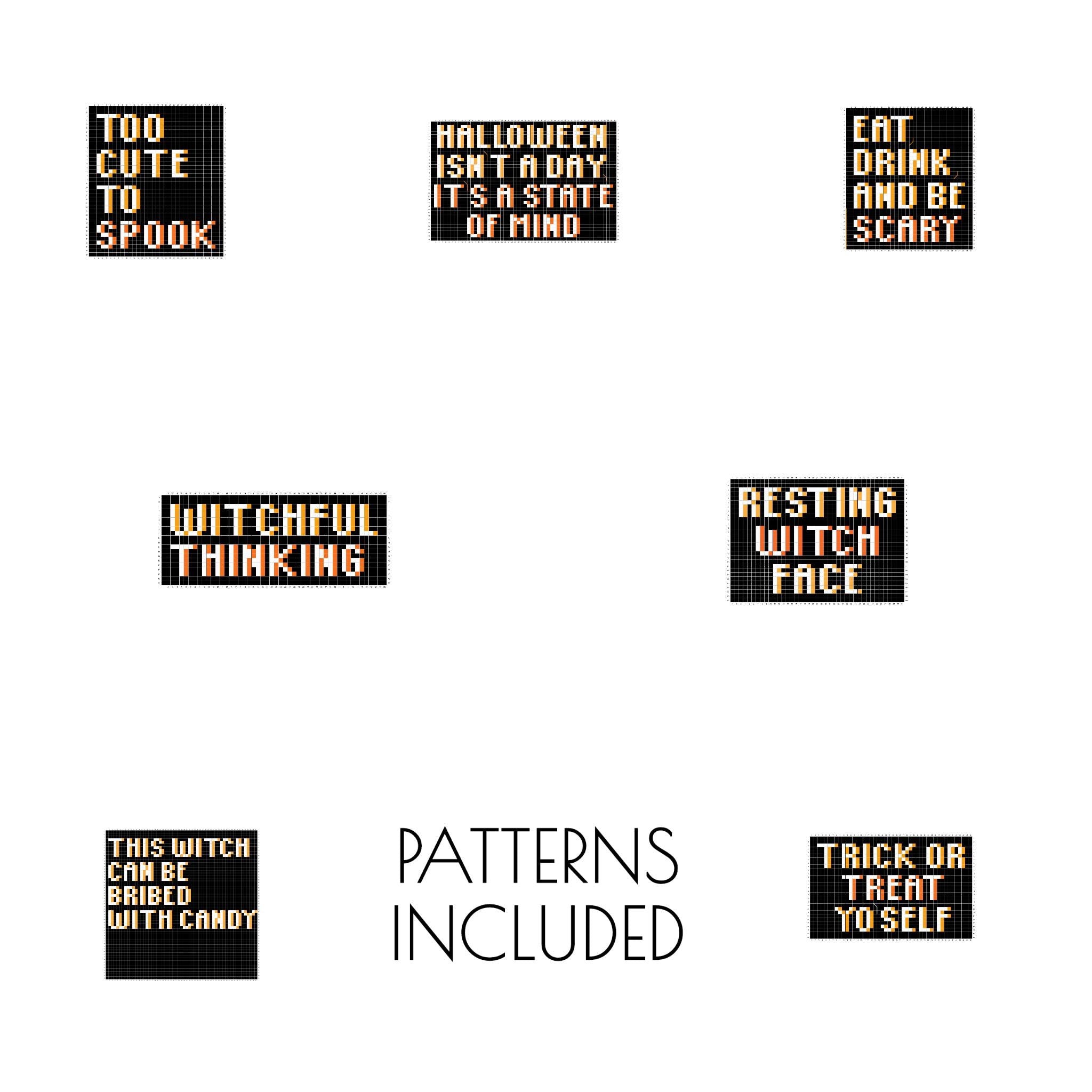 Halloween Quotes Text BUNDLE - PDF Digital Download Cross Stitch Pattern & Guide