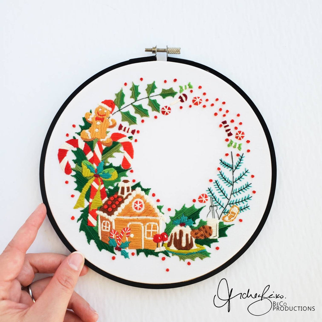 Christmas Candy Wreath - PDF Digital Download Embroidery Pattern & Guide