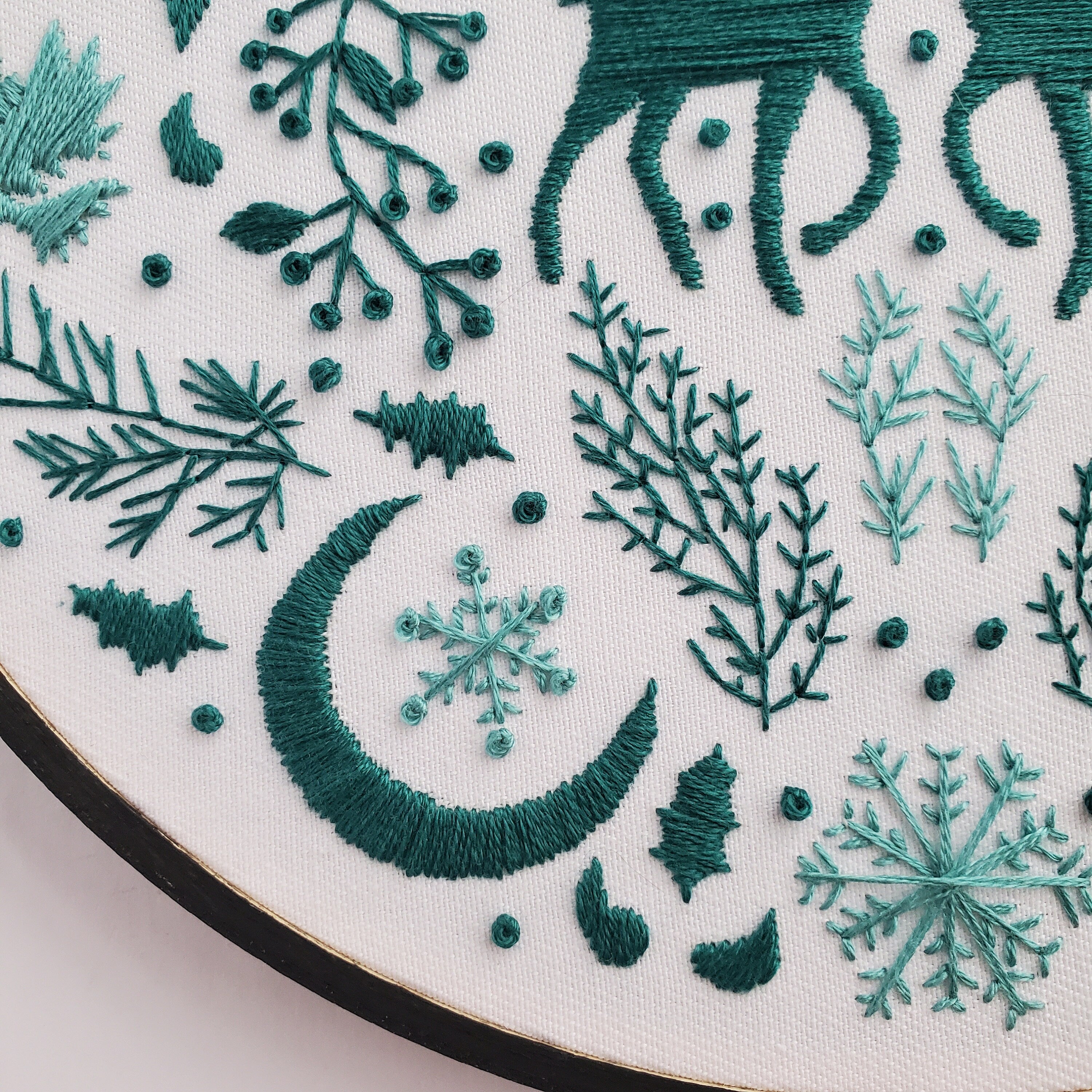 JANUARY Monthly Monochromatic Folk Art Inspired Series - PDF Digital Download Embroidery Pattern & Guide