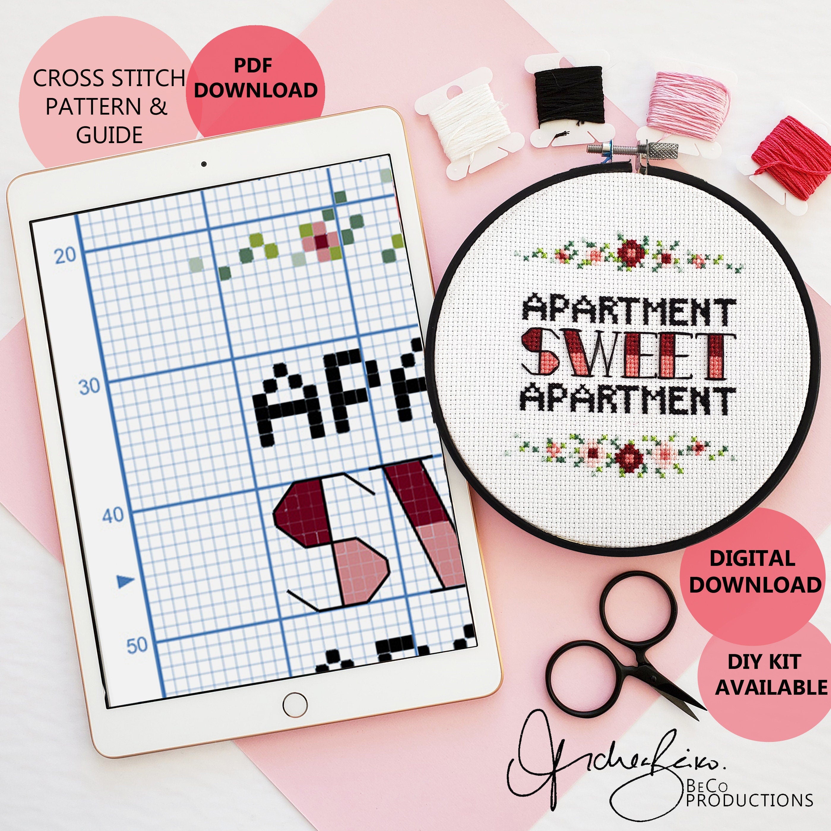 Apartment Sweet Apartment (Condo Sweet Condo and Home Sweet Home) - PDF Digital Download Cross Stitch Pattern & Guide