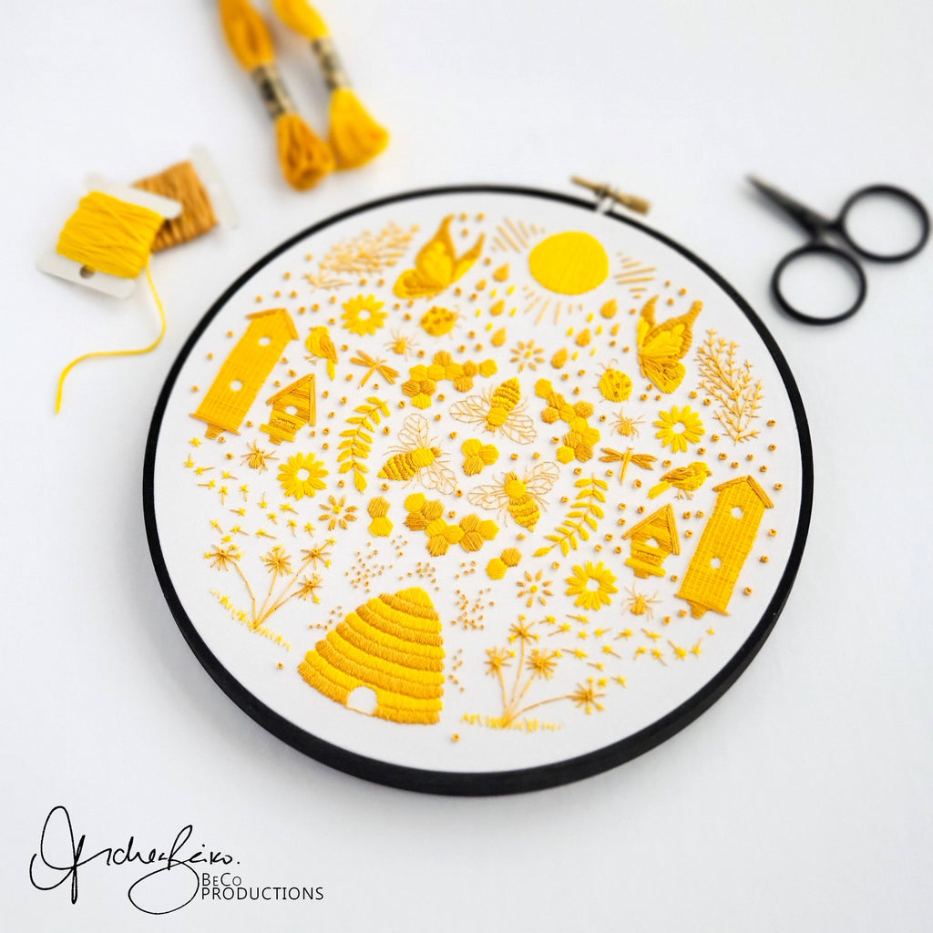 Bee Embroidery BUNDLE - DIY Digital Download Embroidery Pattern & Guide