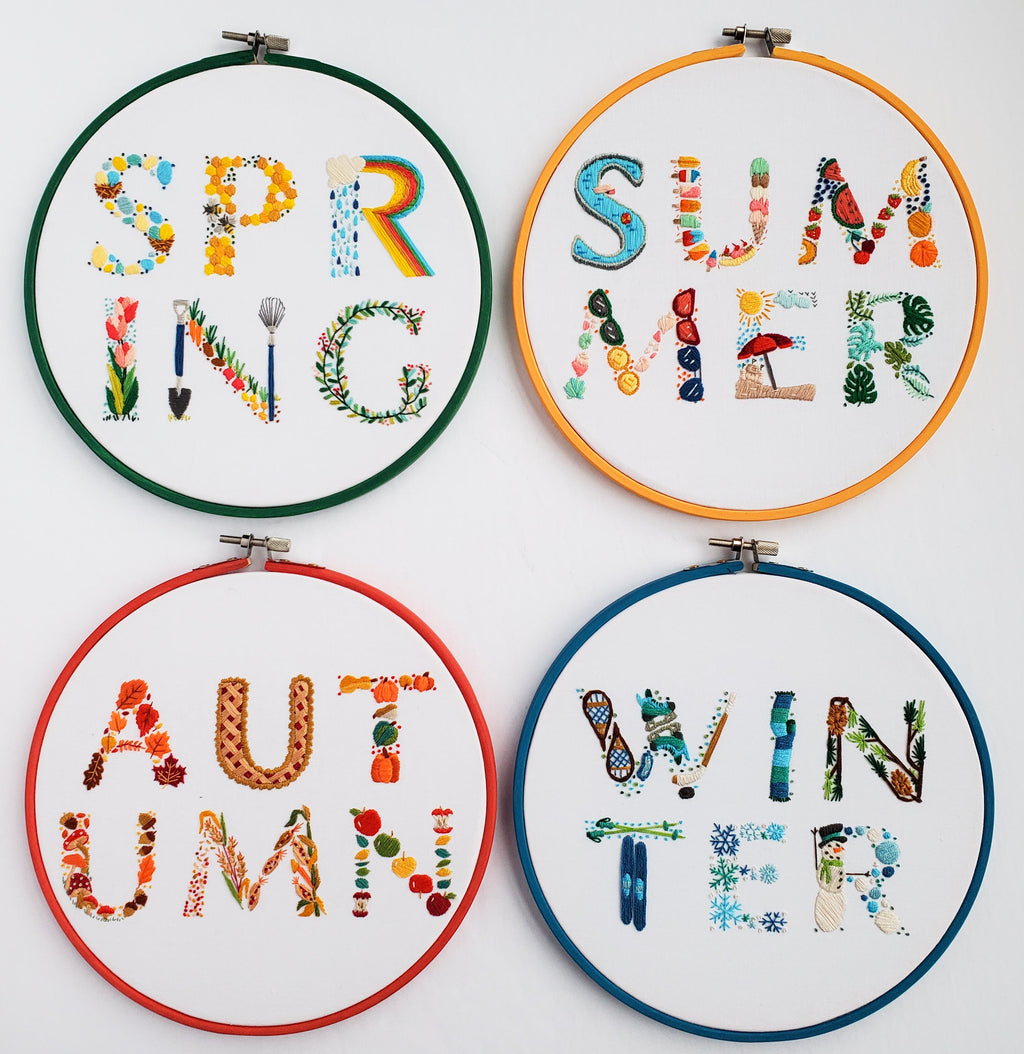 Four Seasons Text BUNDLE - PDF Digital Download Embroidery Pattern & Guide Bundle