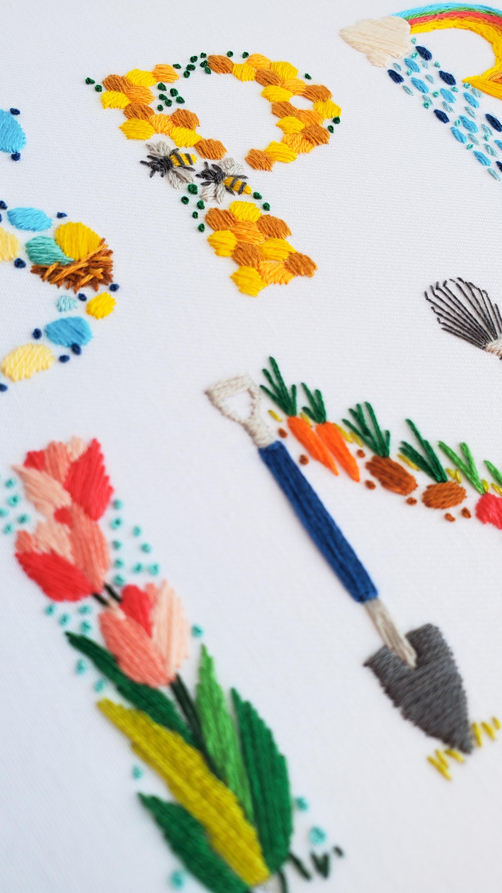 Spring Text - PDF Digital Download Embroidery Pattern & Guide