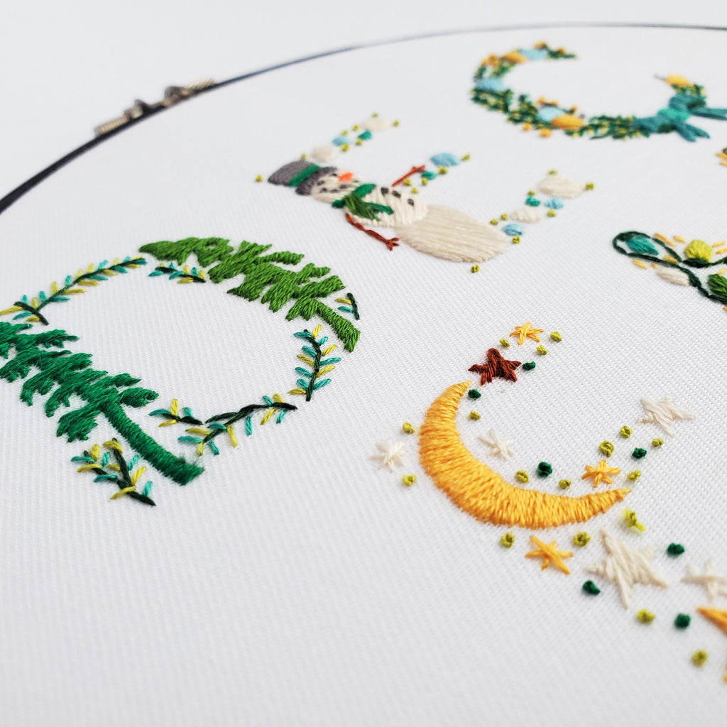 DECEMBER Monthly Text Series - PDF Digital Download Embroidery Series Pattern & Guide