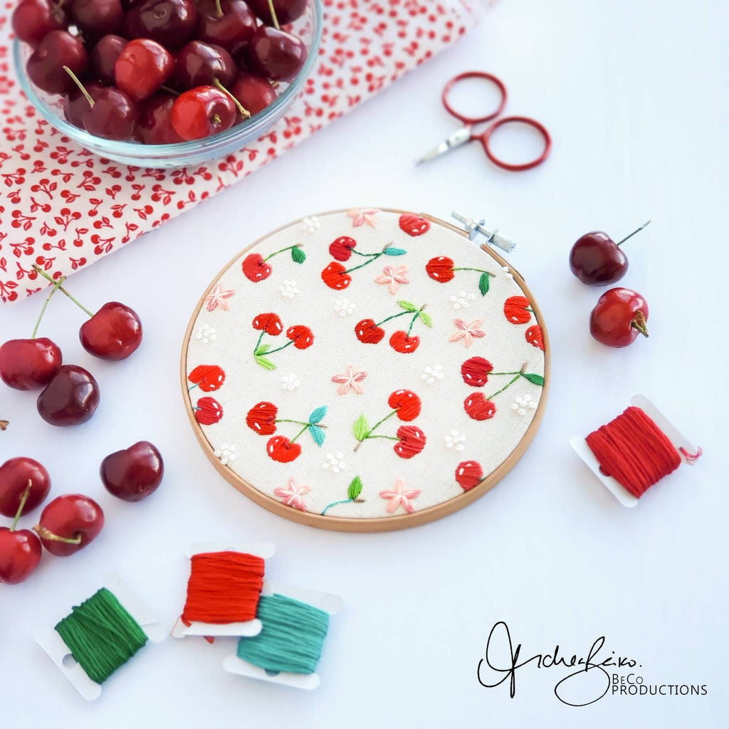 Cherry Life Cycle Print - PDF DIgital Download Embroidery Pattern & Guide