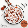 NOVEMBER Monthly Monochromatic Folk Art Inspired Series - PDF Digital Download Embroidery Pattern & Guide