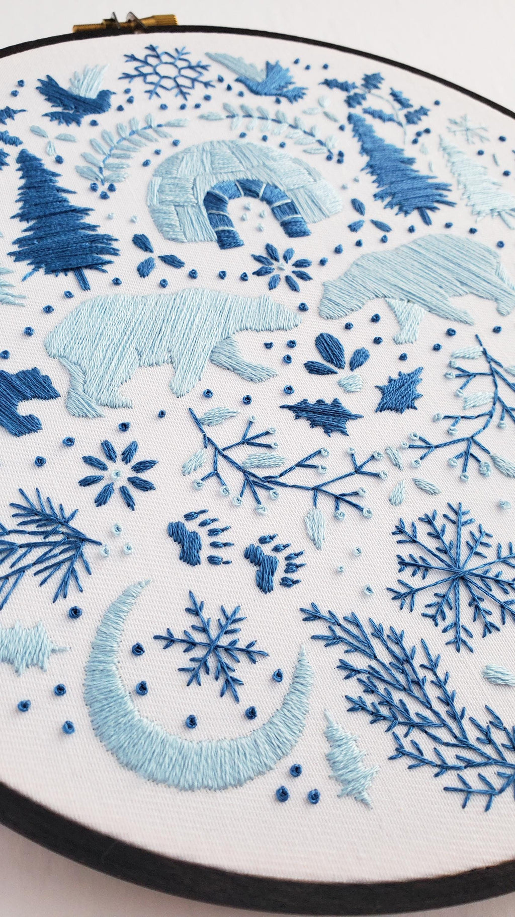 DECEMBER Monthly Monochromatic Folk Art Inspired Series - PDF Digital Download Embroidery Pattern & Guide