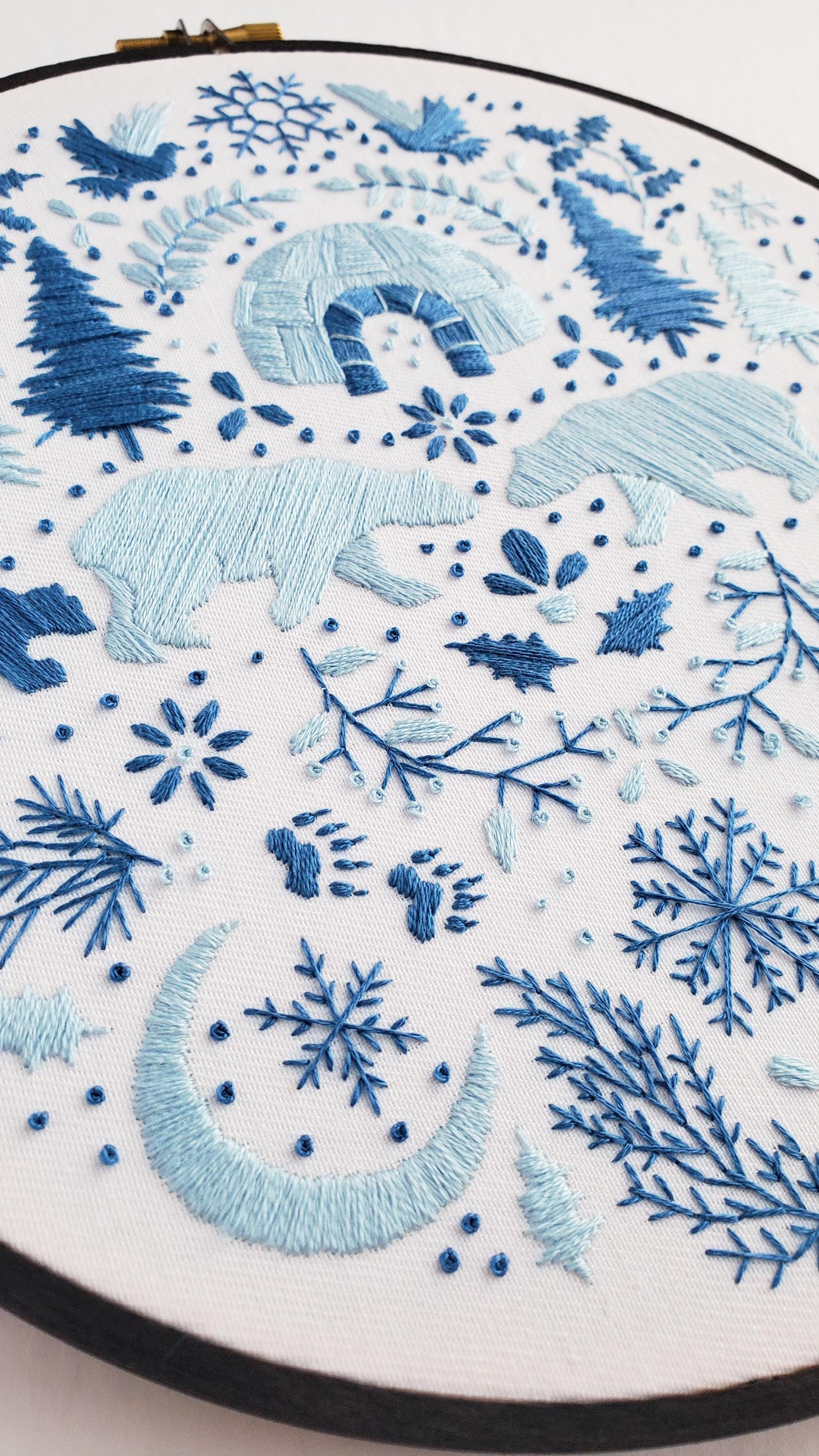DECEMBER Monthly Monochromatic Folk Art Inspired Series - PDF Digital Download Embroidery Pattern & Guide
