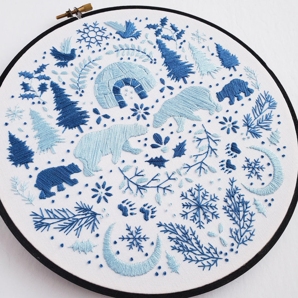 DECEMBER Monthly Monochromatic Folk Art Inspired Series - PDF Digital Download Embroidery Pattern & Guide