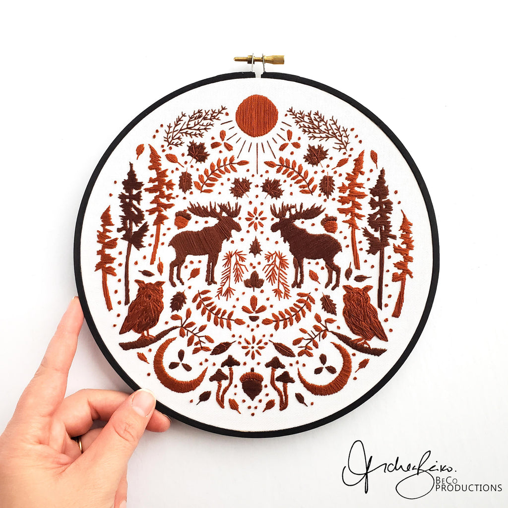 NOVEMBER Monthly Monochromatic Folk Art Inspired Series - PDF Digital Download Embroidery Pattern & Guide