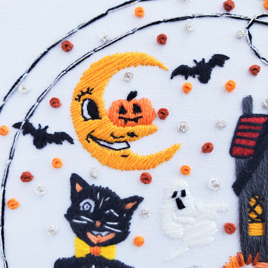 Retro Halloween Snow Globe - PDF Digital Download Embroidery Pattern & Guide