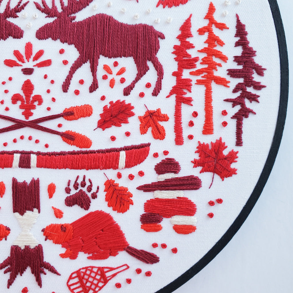 Canada Monochromatic Folk Art Inspired Series - PDF Digital Download Embroidery Pattern & Guide